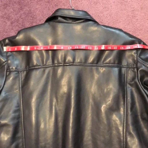 Black Faux Leather Jacket Mens Large - Picture 12 of 12